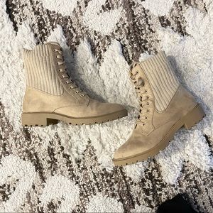 Express Tan Lace-Up Ankle Boots